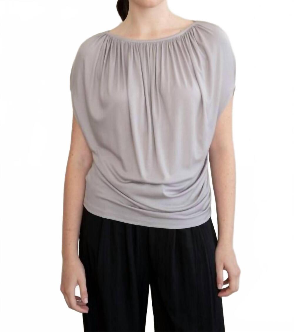 NEW ELLE GREY draped gathered neckline blouse in lilac